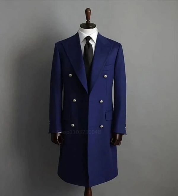 Elegant Men's Double Breasted Wool Blazer - Chic Dinner Jacket for Formal Events